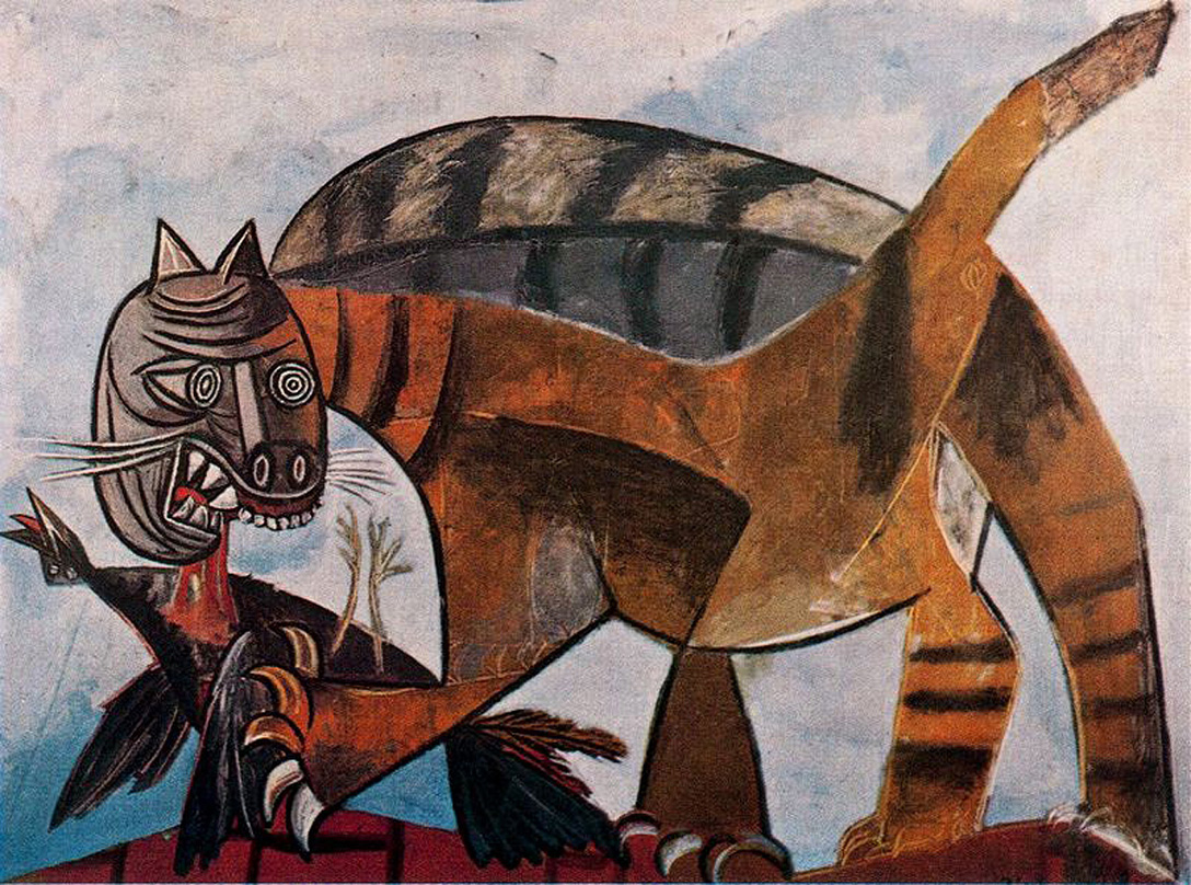 Picasso Cat eating a bird 1939